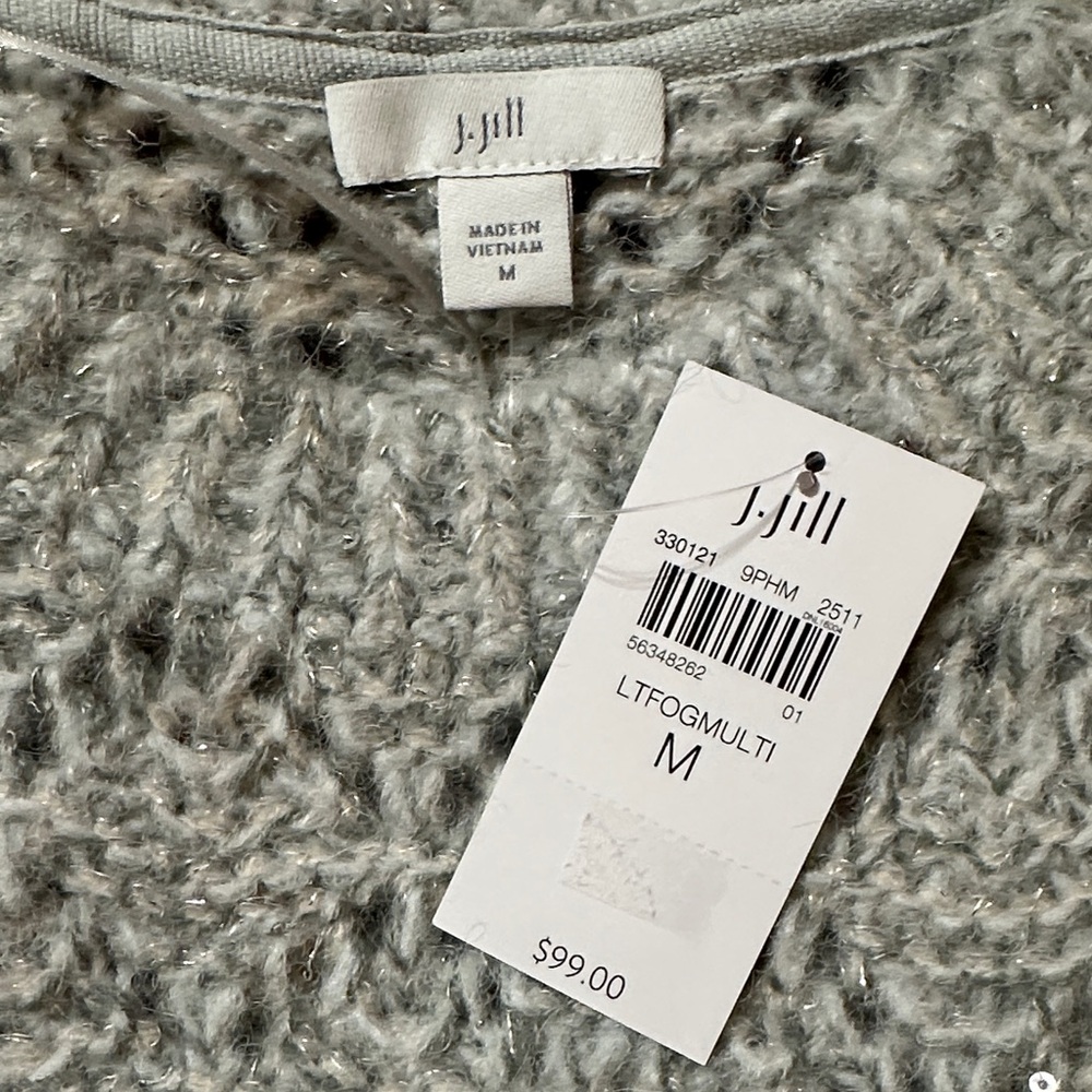 J. Jill Light Gray Textured Crewneck Sweater - Picture 2 of 2
